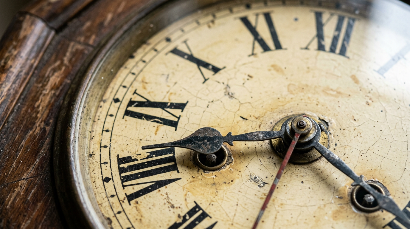 Vintage analog clock face with Roman numerals
